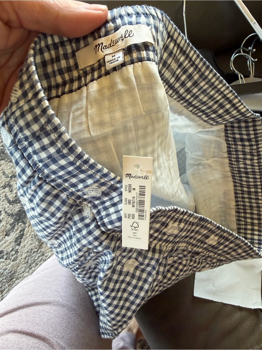 Madewell Navy and White Gingham Ruffle Mini Skirt - Picture 3 of 6